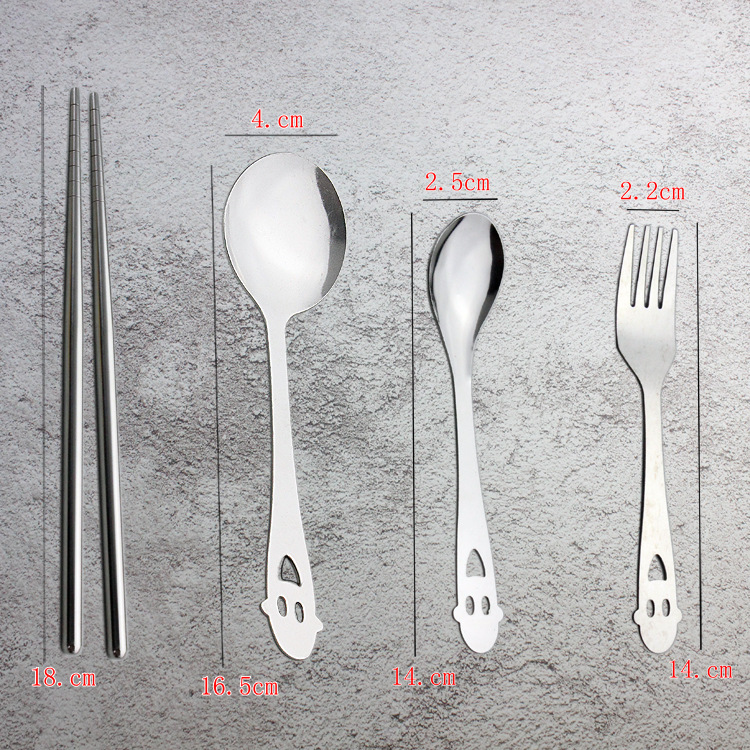 Stainless steel happy smile tableware set of 2, fork and spoon, chopsticks, Korean style gift set of 2, gift box, wholesale
