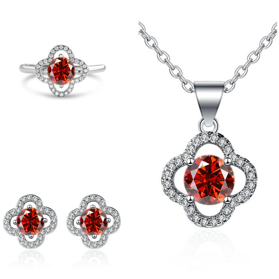 Moissanite tetrahedral pendientes de plata esterlina S925 pendientes collar conjunto de anillo con certificado GRA especialización transfronteriza