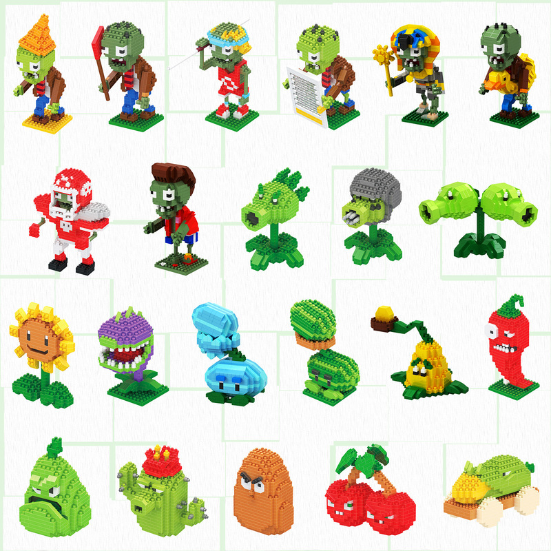Plant Zombie Children's Educational Assembling Toy Micro Particle Diamond Small Building Blocks Dropshipping Creative Mini
