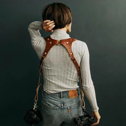 New first-layer cowhide camera shoulder strap outdoor fast-shooting photography equipment SLR camera strap photography double shoulder strap