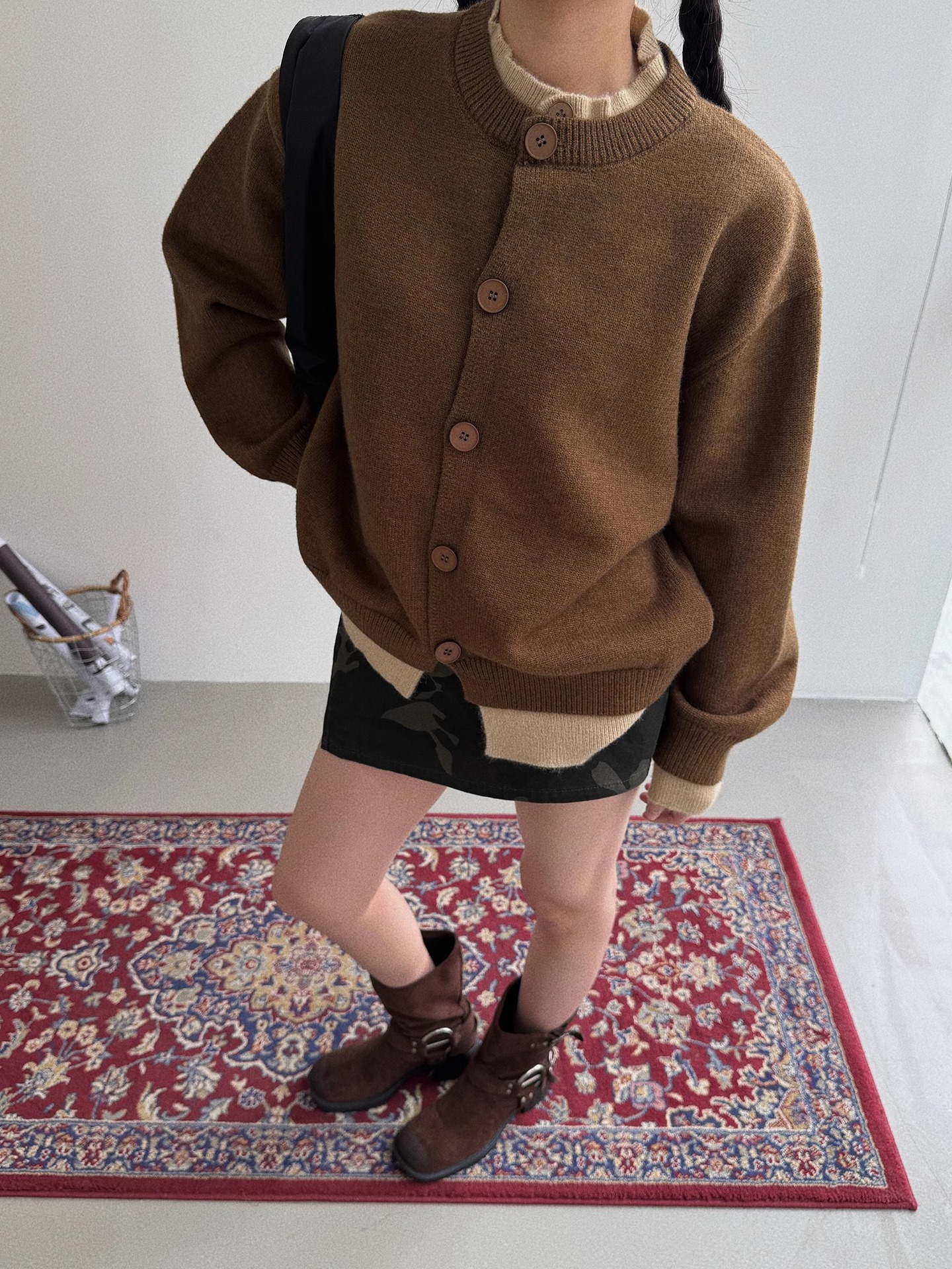 American College Two Pieces Cardigan Suéter Hombre Otoño Invierno Nuevo LazyCleanfit Color Contraste Camiseta