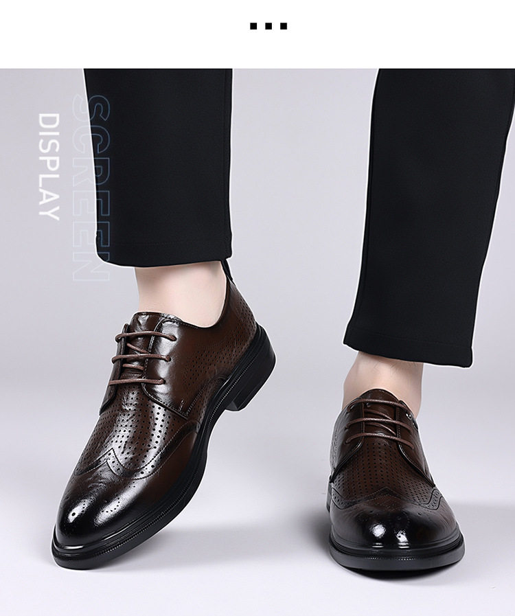 Giày sandal da nam kiểu Brogue khoét lỗ thoáng khí cỡ lớn — Kiểu khoét rỗng màu nâu, Màu nâu, dùng được bốn mùa, Mẫu đen bốn mùa, Kiểu khoét rỗng màu đen chi tiết 21