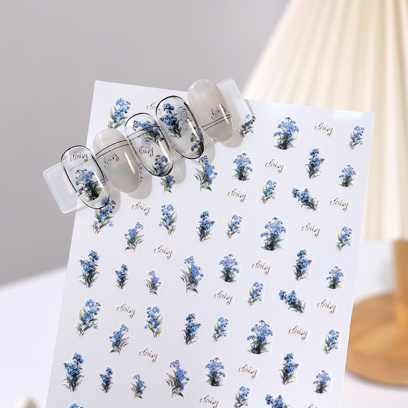 Rose manicure Japanese stickers super nice lace stickers painted blue rose Series nail jewelry
