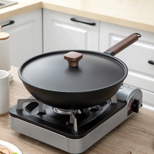 Old-fashioned Zhangqiu iron pan frying pan physical non-stick pan induction cooker foreign trade thickened Japanese gift pot