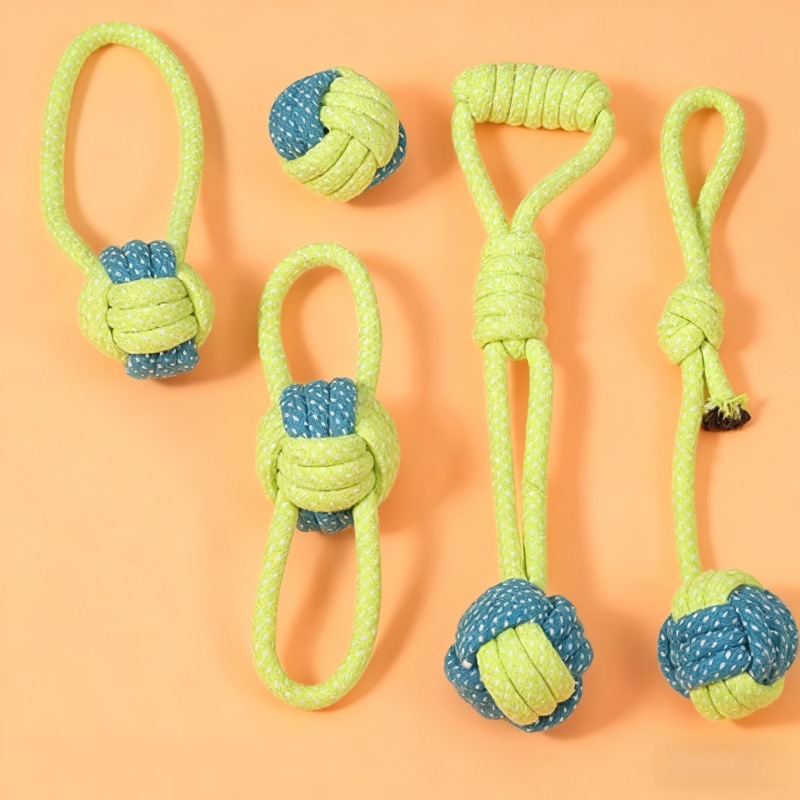 Juego de juguetes para perros y gatos, juguete de cuerda de algodón resistente a mordidas con nudo de bola, juguete para limpiar los dientes, suministros transfronterizos para mascotas, juguetes para perros