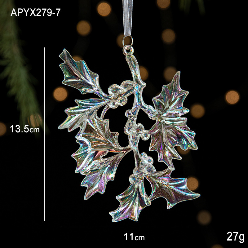 国境を越えた新しいクリスマス装飾品クリスマスツリー装飾アクリル飾り七彩透明氷晶ペンダント|undefined