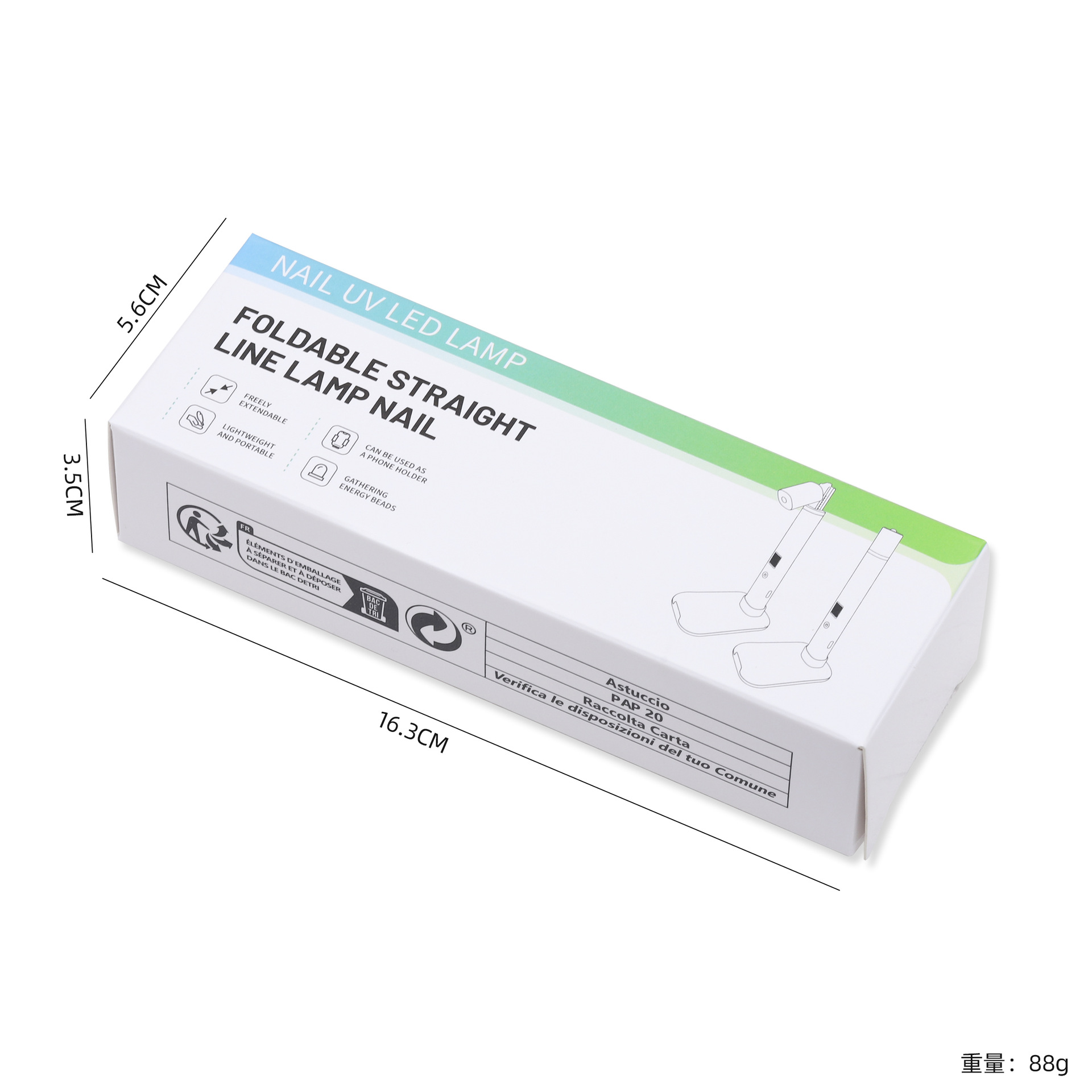 Soporte especial transfronterizo, lámpara de una palabra para uñas, lámpara de fototerapia telescópica de almacenamiento de energía portátil, mini lámpara de parrilla de uñas de mano