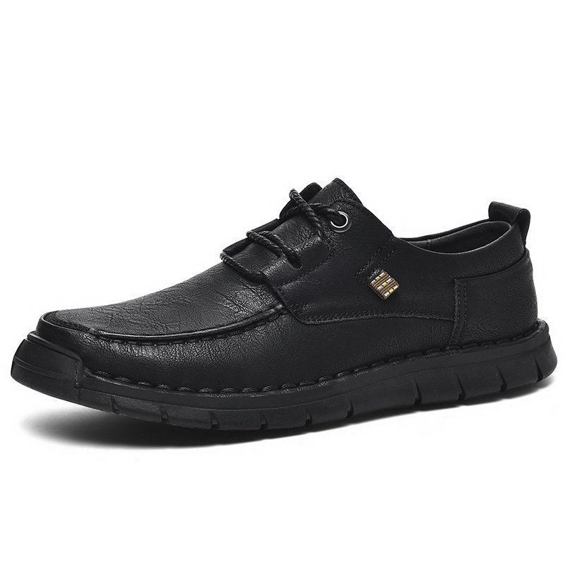 Zapatos de cuero transfronterizos para hombres otoño y invierno nuevos zapatos casuales de un pie para hombres con suela suave antideslizante de mediana edad zapatos de hombre de tamaño grande zapatos de papá