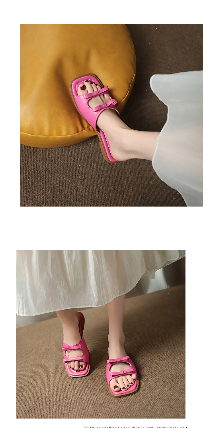 Women's Casual Commute Solid Color Bowknot Square Toe Slides Slippers display picture 9