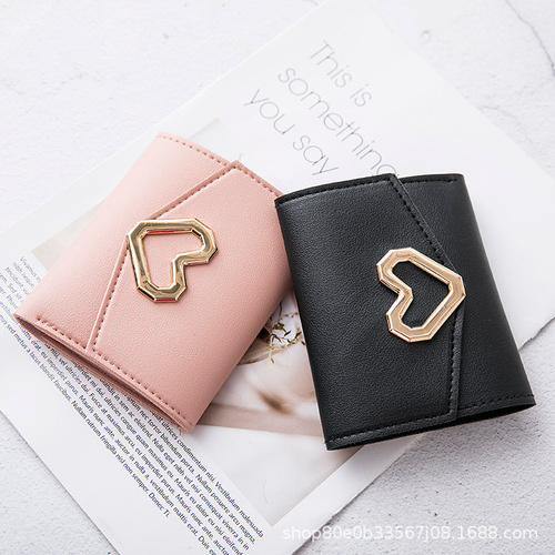 Bags Women's Wallet  New Three-fold Love Coin Purse Foreign Trade Small Bag One-piece Dropshipping Women's Clutch Bag