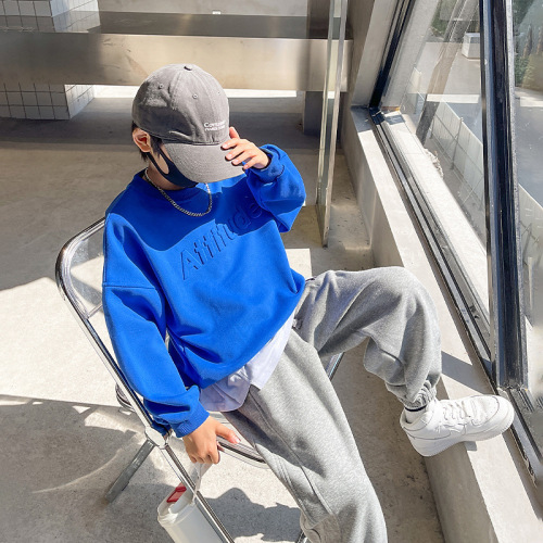 Children's spring and autumn  thin long-sleeved sweatshirt and sweatpants suit for older children and students, loose casual sports two-piece set