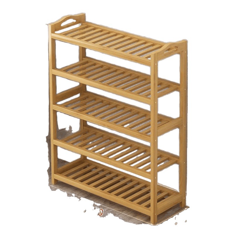 Estante de bambú simple, de varios pisos, económico, dormitorio familiar, sala de estar a prueba de polvo, estante de almacenamiento de madera maciza, zapatero