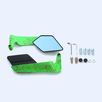 Motorcycle rearview mirror: Suitable for Kawasaki Ducati - artistic-pattern-black-mirror-case-green-blue-mirror