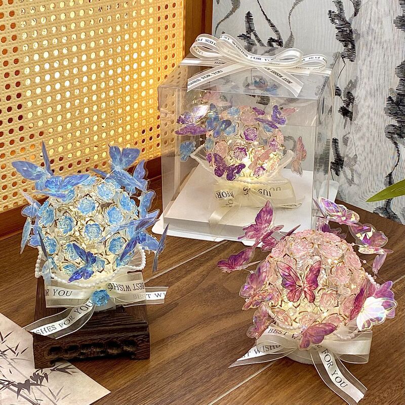 Healing Butterfly Rose Round Lamp Heartwarming Decoration Gentle Handmade DIY Birthday Gift for Girls Design Gift Healing Butterfly Rose Round Lamp Heartwarming Decoration Gentle Handmade DIY Birthday Gift for Girls Design Gift