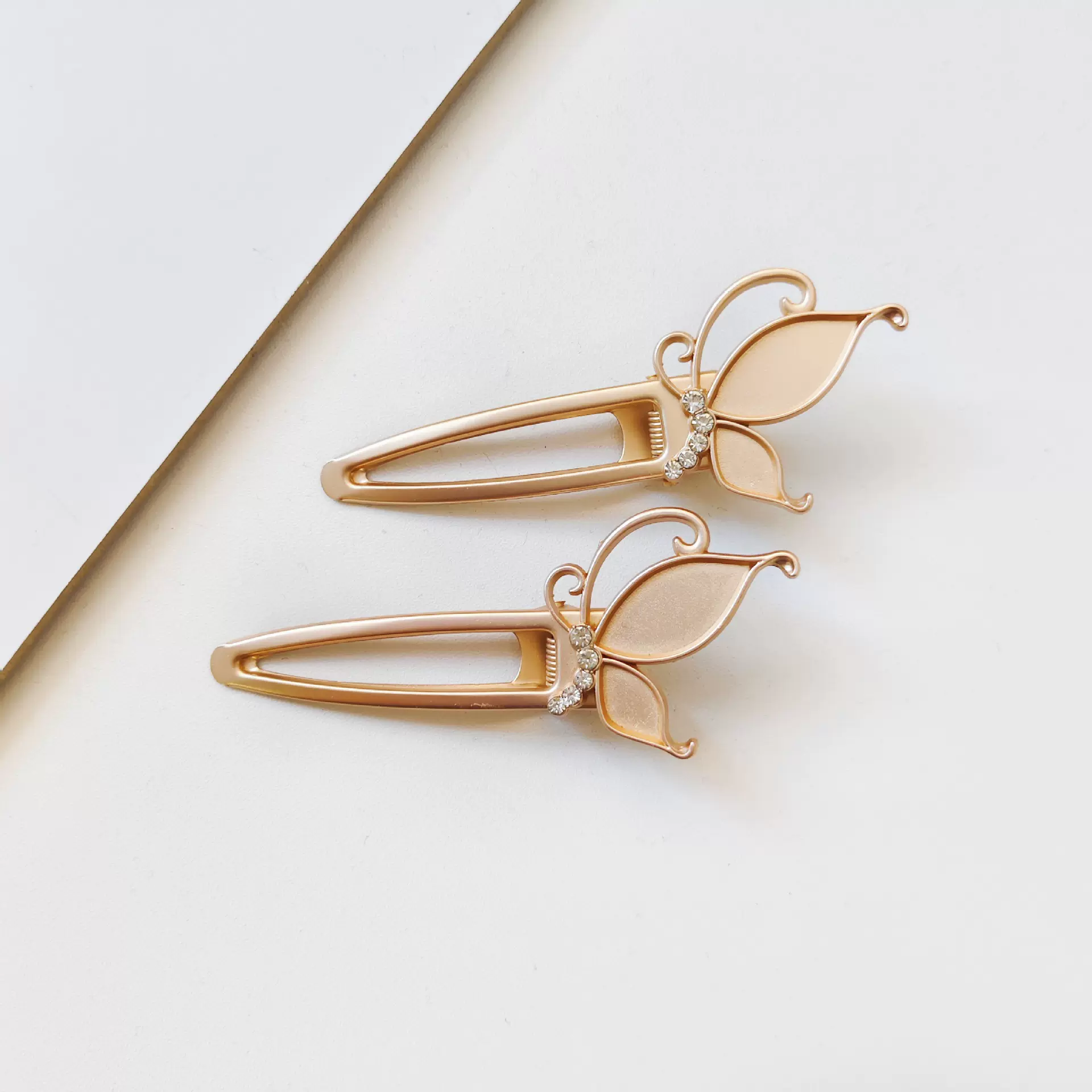 新款哑金宋锦蝴蝶高品质爱心蝴蝶发夹胎底创意DIY点翠螺钿发