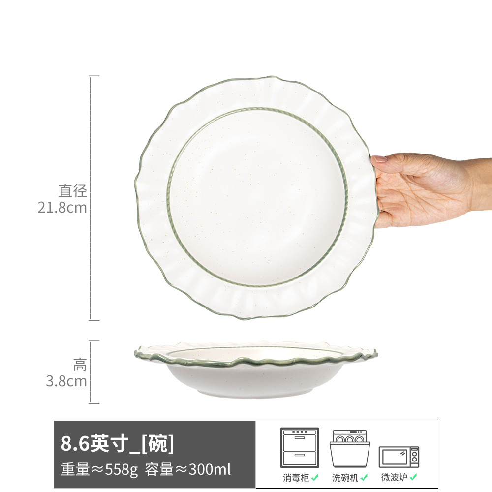 Alto valor facial creativo de encaje verde sombrero de paja tazón de cerámica doméstica tazón de cubiertos tazón de ensalada tazón de sopa tazón de pasta