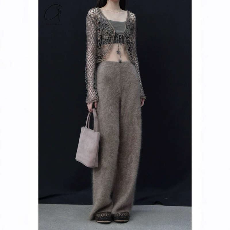 Ready Stock [Vacation Style] Gentle Stereo Handmade Crochet Flower Mesh Long-Sleeved Cardigan