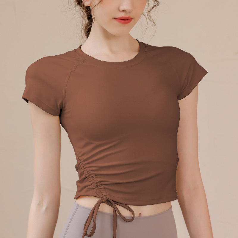 プラティのヨガの上着のフィットネスの服の女性の新型の専門の通気性の速乾のランニングのtシャツの半袖の運動のタイツ|undefined