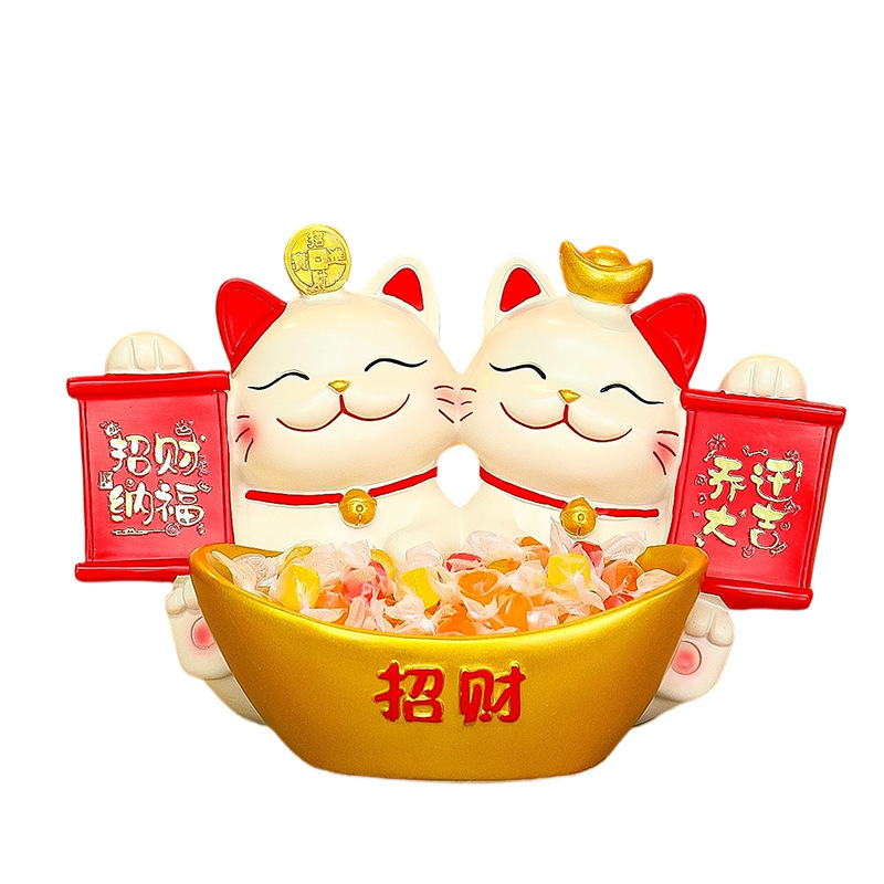新款双猫收纳置物架玄关家居摆件永结同心布置新房装饰品新婚礼品|undefined