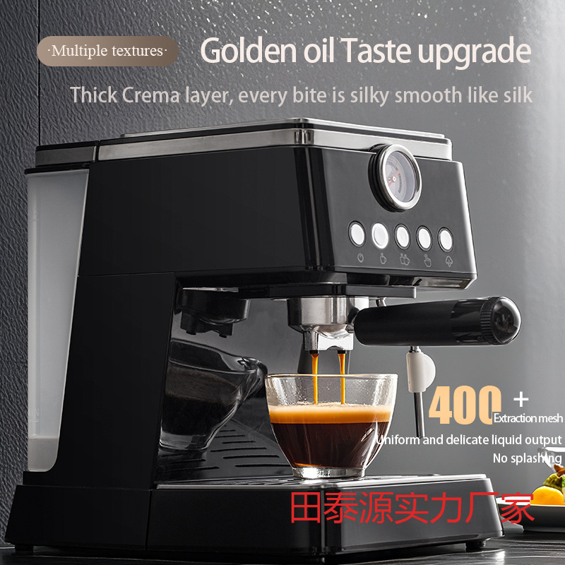 Cross-Border Italian Semi-Automatic Coffee Machine High-Pressure Extraction Household Concentrated Milk Foaming Steam Type Ins Style