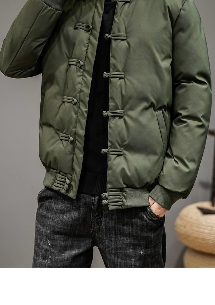 buttoned stand up collar Tang warm Chinese style Tai Chi suit small cotton jacket outerwear men's_voghion.com
