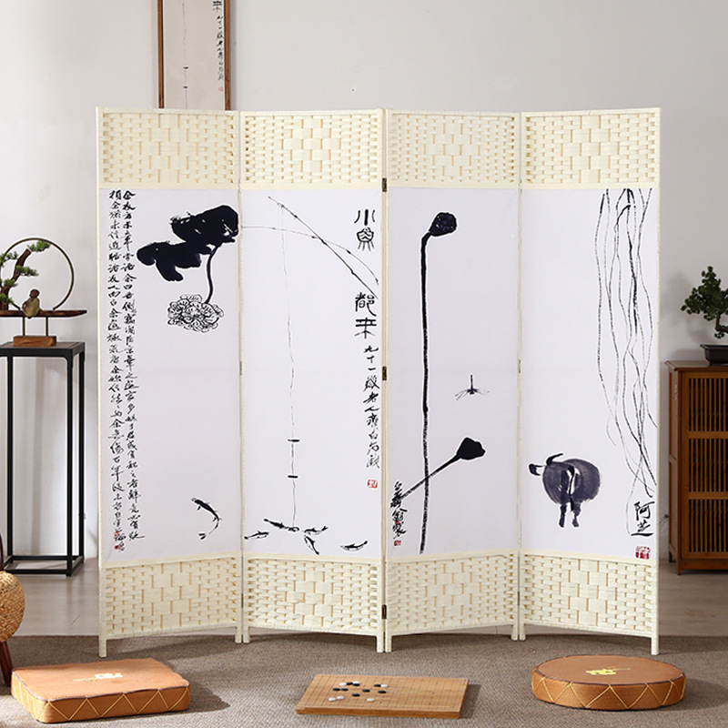 中国風のシンプルなスクリーンパーティション壁屏風リビングルーム寝室ブロッキングシンプルモダンな折りたたみモバイル布バリアホーム