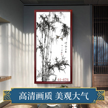 44-676新中式水墨装饰画酒店客厅茶室会所挂画禅意书法兰竹床头画