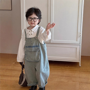 Girl's Cute Cartoon Strappy Pants 2025 Spring and Autumn New Girl's Stylish All-match Jeans Baby's Fashion Pants