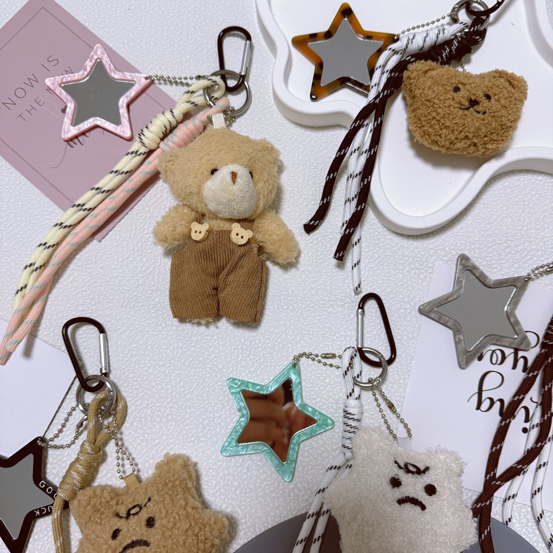 Pelusa dopamina diy Bears bolsos colgantes lindos caricaturas Bears béisbol llaveros Miu 系 colgantes de cuerda trenzada