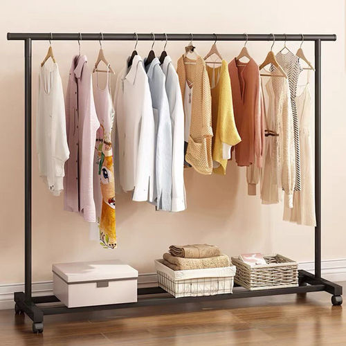 Simple clothes drying rack floor-standing bedroom folding household clothes drying rod indoor balcony shelf cool drying clothes hanger wardrobe