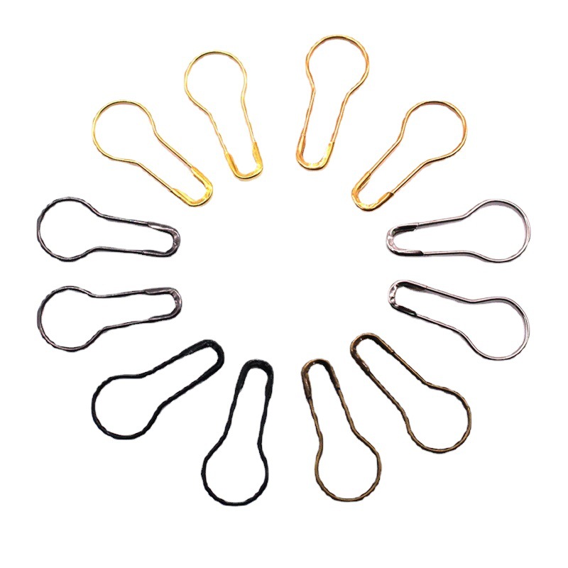 Hierro de la marca de la flor de plata pin hebilla en forma de pera en forma de U accesorios de ganchillo colgando Etiqueta de grano cuerda en stock etiqueta colgante de grano