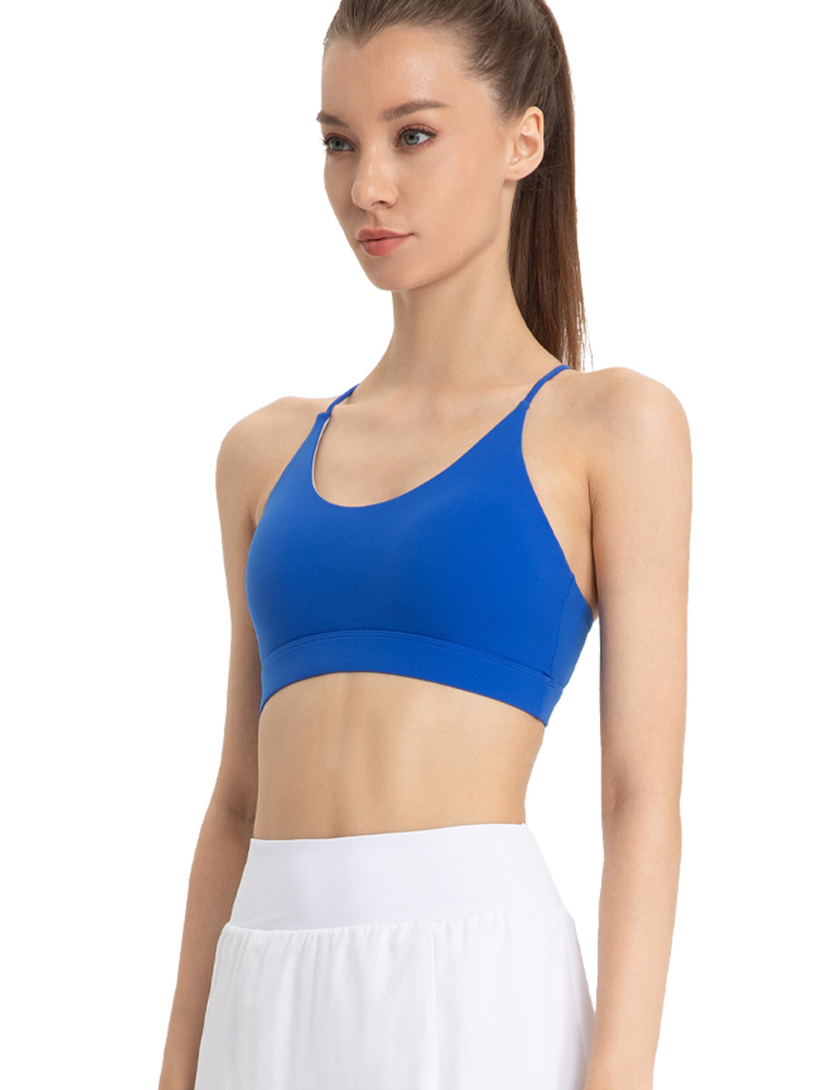 Liquidación: Sujetador deportivo de tirantes finos estilo europeo y americano para mujer, ropa de yoga con absorción de impactos y antideslizante, sujetador de fitness para Pilates.