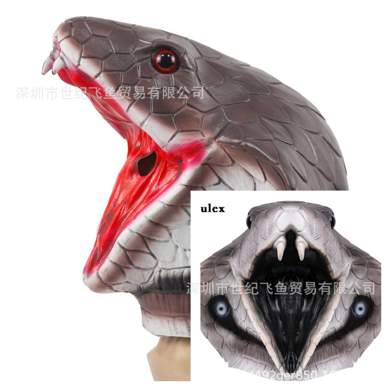 Halloween máscara de cobra animal horror serpiente látex capas Halloween horror simulación animal accesorios de vestuario