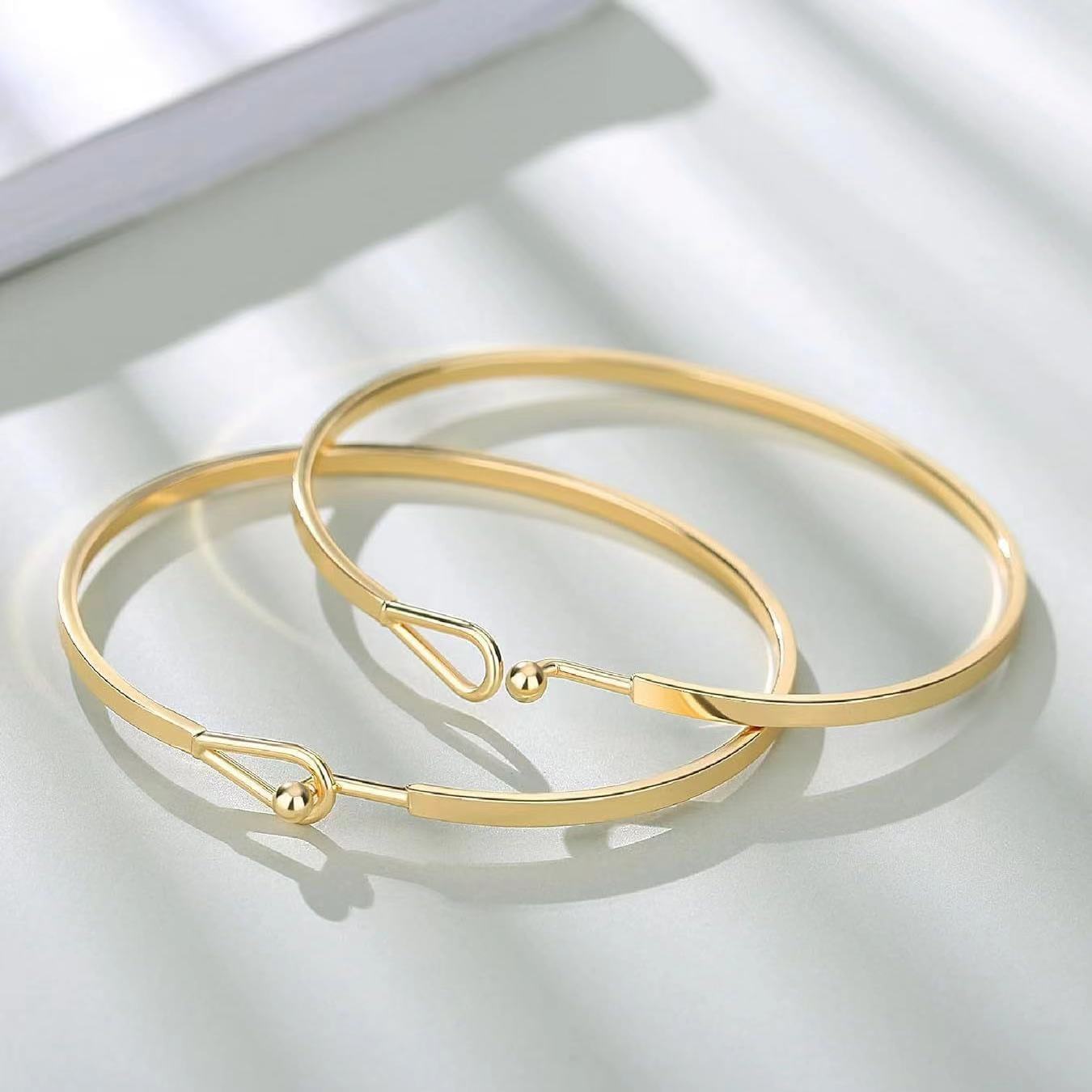 2024 Cross-border Fashion Simple Golden Round Bead Plain Ring Bracelet Niche Design Women's Gift High-end Bracelet