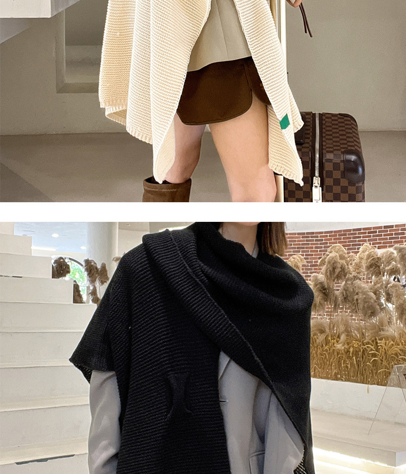 1000g Weight Shawl Classification Street Occasion Women's Elegant Retro Solid Color Imitation Cashmere Shawl