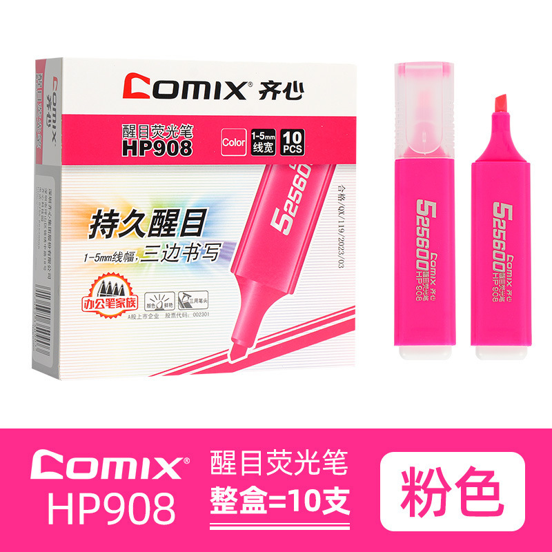 Comix color fluorescente marcado pluma etiqueta pluma marcado estudiante oficina 6-pack clave pluma mañana luz papelería