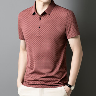 Cross-border exclusive for high-end polo shirt short sleeve summer breathable business lapel t-shirt casual printing men's jacket wholesale