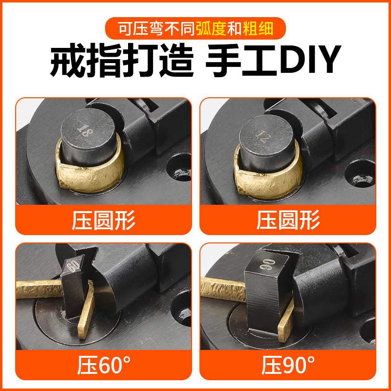 Pequeño doblador de anillo manual, oro, plata, cobre, presión, plano redondo, cirugía plástica, anillo de barra de dedo, cinturón de medición, juego de herramientas de oro