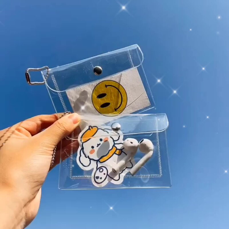Ins Girl's Heart Goo Card Case Creative Transparent Card Case Simple DIY Storage Bag Mini Snap Button Portable Coin Purse Ins Girl's Heart Goo Card Case Creative Transparent Card Case Simple DIY Storage Bag Mini Snap Button Portable Coin Purse