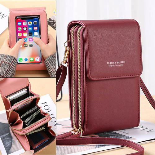 New versatile touch screen mobile phone bag for women, fashionable Korean style crossbody shoulder bag, multifunctional mini daily bag for girls