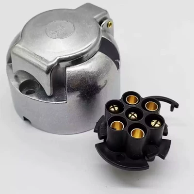 European Standard 7P Round Bottom Aluminum Alloy Socket Truck Interface Rv Power Cord Socket Connector (Other Car Modifications)