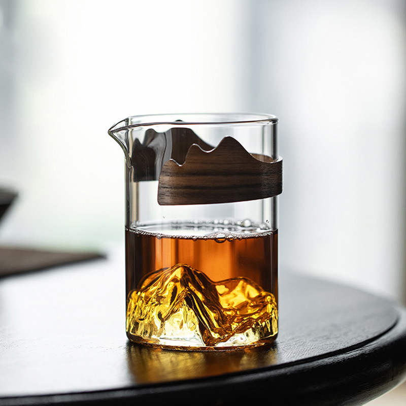 Kung Fu Tea Set: Teacup, Glass Fairness Pitcher, Creative Mountain-View Tea Strainer, Teapot Filter Set, Tea Utensil Accessories, Tea Dividers