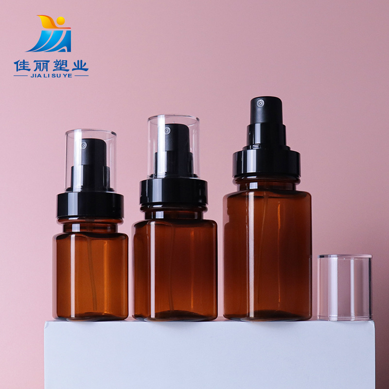 厂家50ml茶色塑料喷雾瓶100ml120ml超细喷雾定妆便携分装化妆瓶