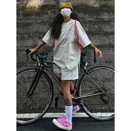 学院风休闲夏日少年简约上衣感O穿搭棉运动套装女OTD短裤两件套女