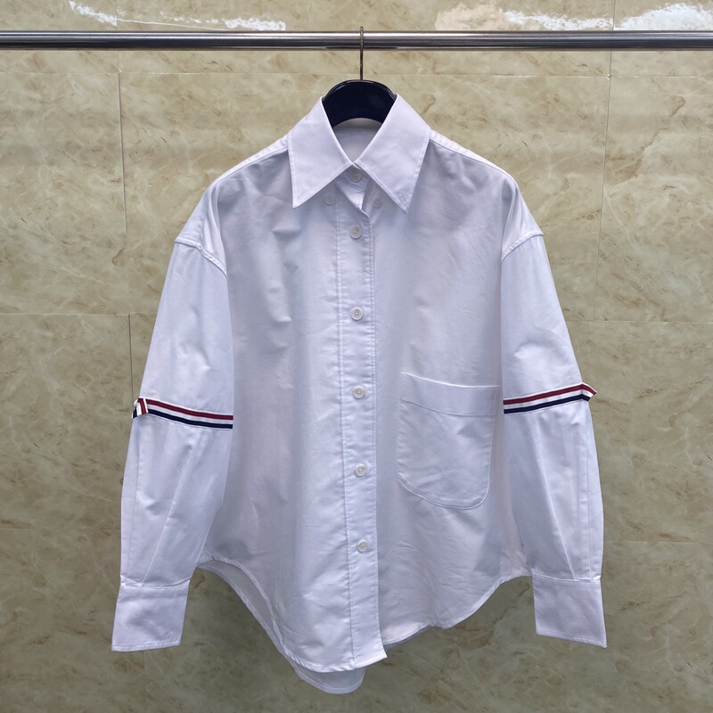 Tb Factory Direct Sale New Spring/Summer Large Button Loose Fit Double Sleeve Logo Women's Shirt Casual Comfortable Versatile