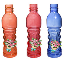 高硼硅玻矿泉水瓶造型摆件 耐热玻璃吹制工艺品 彩色玻璃瓶