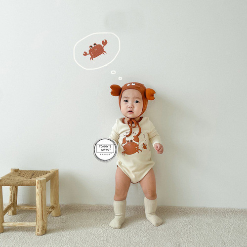 Ins style infant jumpsuit 2024 spring and summer new Korean style crab-shaped harem baby fart cover