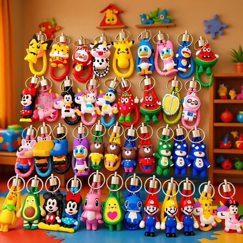 Creative Woven Rope Keychain Cartoon Pvc Trendy Toy Keychain Bag Pendant Cheap Promotional Small Gifts