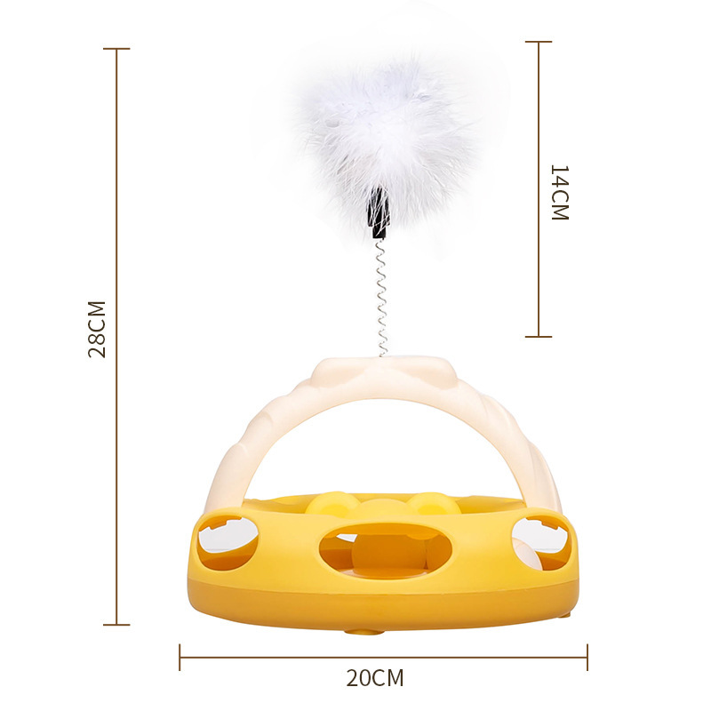 Queso cariño Suministros para mascotas interactivo bola de plástico con pluma gato juguete auto-Hi Cat Track Placa de diversión gato juguete