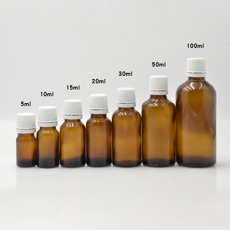 Botellas de vidrio ámbar para aceites esenciales | A prueba de luz, con gotero o bola rodante, lista para usar